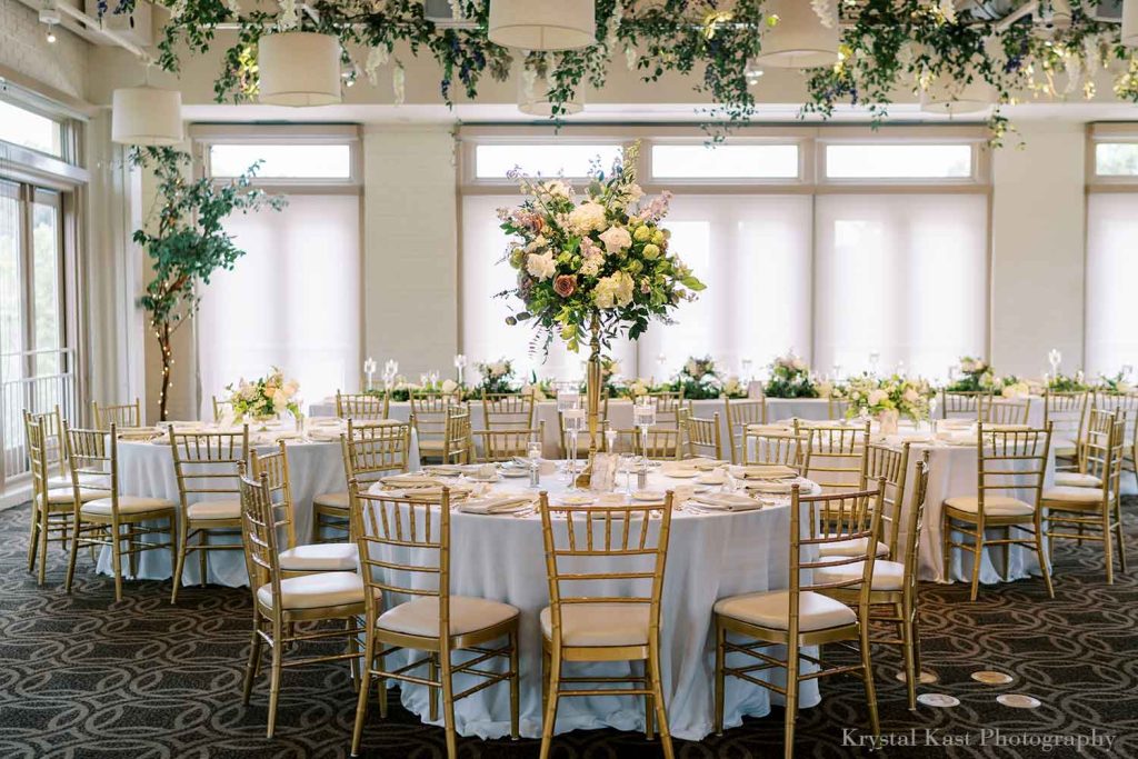 Weaver Room Spring Garden themed Wedding Reception The Weaver Room is our largest room at 3,003 square feet and accommodating up to 180 for a reception and 156 for a sit-down dinner. It easily divides into a second smaller space.